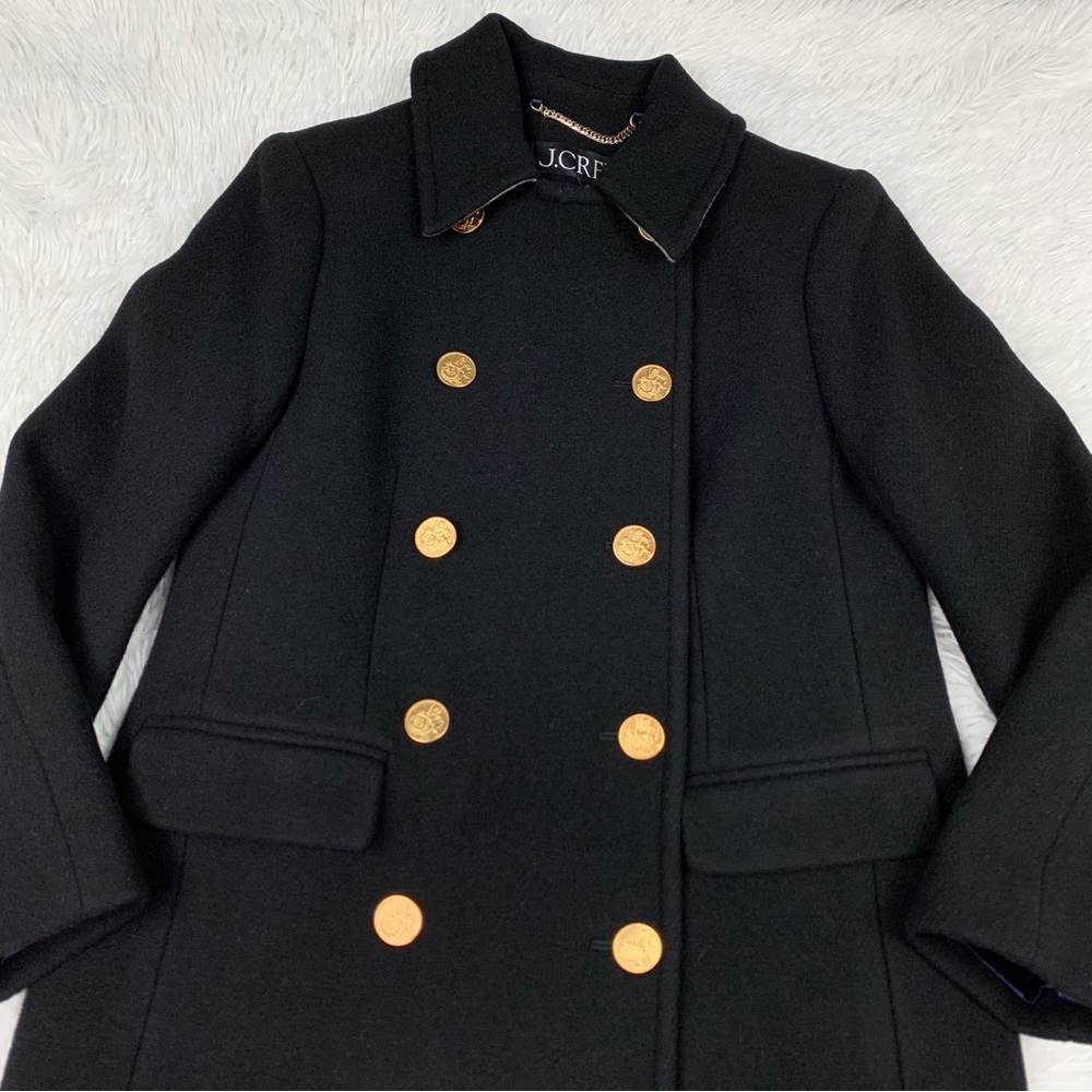 J Crew Petite Warwick topcoat in Italian stadium-cloth wool blend in black - Picture 16 of 16